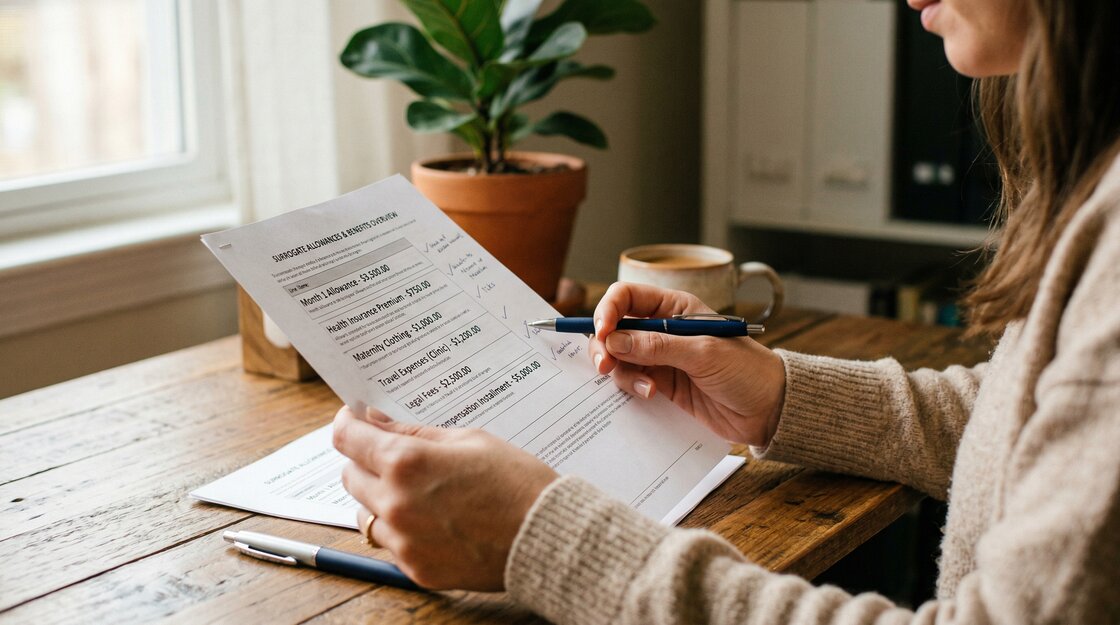 Reviewing surrogate allowances and benefits documentation